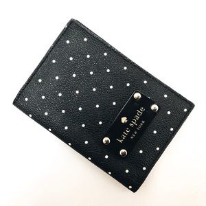 Kate Spade Black & White Polka Dot Passport Holder